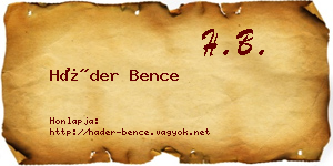 Háder Bence névjegykártya